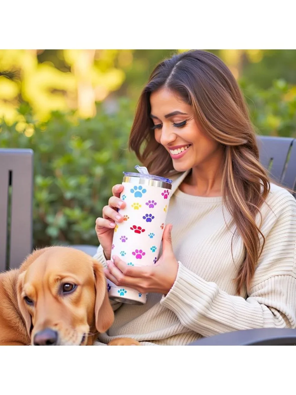 20oz Insulated Dog Mom Tumbler Mug with Paw Print - Hot & Cold Beverages